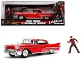 1958 Cadillac Series 62 Red with Freddy Krueger Diecast Figurine ""A Nightmare on Elm Street"" Movie 1/24 Diecast Model Car by Jada