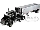Kenworth T880 Day Cab with East Genesis End Dump Trailer Black and Chrome 1/50 Diecast Model by First Gear