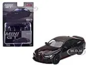 BMW M4 CSL Black Sapphire with Carbon Top and Red Stripes Limited Edition to 2760 pieces Worldwide 1/64 Diecast Model Car by Mini GT