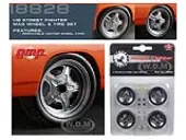 Street Fighter Mag Wheel and Tire Set of 4 pieces from ""1970 Plymouth RoadRunner ""The Hammer"" ""Fast &amp; Furious"" Movie 1/18 by GMP