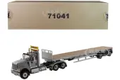 International HX520 Tandem Tractor Light Gray with 53 Flat Bed Trailer ""Transport Series"" 1/50 Diecast Model by Diecast Masters
