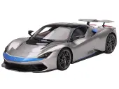 2019 Automobili Pininfarina Battista Grigio Luserna Silver Metallic with Iconica Blu Blue Accents and Black Top ""World Premiere"" 1/18 Model Car by To