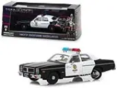 1977 Dodge Monaco Metropolitan Police Black and White ""The Terminator"" (1984) Movie 1/43 Diecast Model Car by Greenlight
