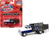 1960 Ford Stake Bed Truck ""Chevron"" Blue and White 1/87 (HO) Scale Model Car by Classic Metal Works