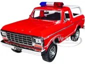 1978 Ford Bronco Fire Department Unmarked Red ""Law Enforcement and Public Service"" Series 1/24 Diecast Model Car by Motormax