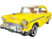 1955 Chevrolet Bel Air Convertible Soft Top Yellow ""Timeless Classics"" 1/18 Diecast Model Car by Motormax