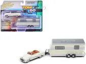 1953 Buick Super Cream with Travel Trailer Limited Edition ""Tow &amp; Go"" Series 1/64 Diecast Model Car by Johnny Lightning
