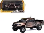 Toyota Tacoma Pre-Runner Pickup Truck Brushed Bronze Metallic with Carbon Hood 1/64 Diecast Model Car by GCD