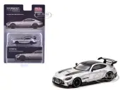 Mercedes-Benz AMG GT Black Series Silver Metallic with Black Hood Stripes and Top ""Global64"" Series 1/64 Diecast Model by Tarmac Works