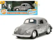 1959 Volkswagen Beetle Gray Metallic with Silver Flames and Boxing Gloves Accessory ""Punch Buggy"" Series 1/32 Diecast Model Car by Jada