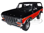 1978 Ford Bronco Ranger XLT with Spare Tire Black and Red ""Timeless Legends"" Series 1/24 Diecast Model Car by Motormax