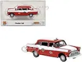 1974 Checker Cab Red and White ""Kalamazoo"" 1/87 (HO) Scale Model Car by Brekina