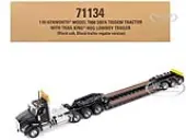 Kenworth T880 SBFA Tridem Truck with Trail King HDG Lowboy Trailer Black ""Transport Series"" 1/50 Diecast Model by Diecast Masters
