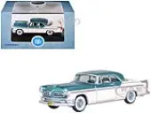 1955 Chrysler New Yorker Deluxe St. Regis Jade Green Metallic and Cream 1/87 (HO) Scale Diecast Model Car by Oxford Diecast