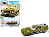 1973 Ford Mustang Mach 1 Bright Green Gold Metallic with Black Stripes ""Vintage Muscle"" Series 1/64 Diecast Model Car by Auto World