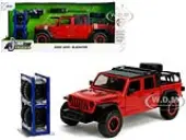 2020 Jeep Gladiator Rubicon Pickup Truck Red with Black Top and Extra Wheels ""Just Trucks"" Series 1/24 Diecast Model Car by Jada