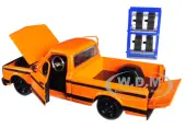 1972 Chevrolet Cheyenne Pickup Truck Orange with Black Stripes and Extra Wheels ""Just Trucks"" Series 1/24 Diecast Model Car by Jada