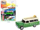1965 Chevrolet Suburban Green Metallic and Cream with Two Surfboards ""Surf Rods"" Limited Edition to 3600 pieces Worldwide 1/64 Diecast Model Car by A