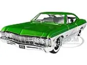 1967 Chevrolet Impala SS Green Metallic and White with White Interior ""Bigtime Muscle"" Series 1/24 Diecast Model Car by Jada
