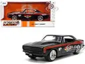 1967 Chevrolet Camaro ""Mickey Thompson"" Black with Red and Yellow Stripes ""Bigtime Muscle"" Series 1/24 Diecast Model Car by Jada