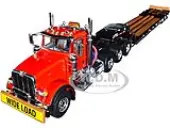 Peterbilt 367 Day Cab Cola Red and Talbert 55SA Tri-Axle Lowboy Trailer Black 1/50 Diecast Model by First Gear