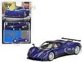Pagani Zonda F Blu Argentina Blue Metallic with Black Top Limited Edition to 3000 pieces Worldwide 1/64 Diecast Model Car by Mini GT