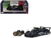 Pagani Zonda Revolucion ""Official Car"" Dark Blue and Carbon with Extra Wheels 1/64 Diecast Model Car by CM Model