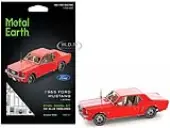 Model Kit 1965 Ford Mustang Red (Moderate Difficulty) Steel Model by Metal Earth