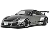 2024 Porsche 911 RWB Abu Silver Metallic with Black Hood 1/18 Model Car by GT Spirit
