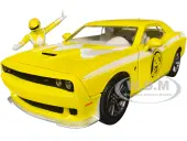 2015 Dodge Challenger SRT Hellcat Yellow with Graphics and Yellow Ranger Diecast Figure ""Power Rangers"" ""Hollywood Rides"" Series 1/24 Diecast Model C