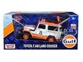 Toyota FJ40 Land Cruiser 8 ""Gulf Oil""  White Limited Edition to 2400 pieces Worldwide 1/24 Diecast Model Car by Motormax