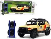 Toyota FJ Cruiser 938 Cream with Matt Black Top with Roof Rack and Stripes ""KC Hilites"" with Extra Wheels ""Just Trucks"" Series 1/24 Diecast Model Car