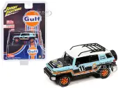 2007 Toyota FJ Cruiser 11 Light Blue ""Gulf Oil"" with Roofrack Limited Edition to 6000 pieces Worldwide 1/64 Diecast Model Car by Johnny Lightning