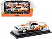 1970 Dodge Challenger T/A Drag Car ""Paul Rossi"" White and Orange with Graphics Limited Edition to 6650 pieces Worldwide 1/24 Diecast Model Car by M2