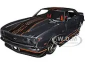 1968 Chevrolet Camaro Z/28 Dark Gray Metallic with Black and Orange Stripes ""Harley Davidson"" ""H-D Custom"" 1/24 Diecast Model Car by Maisto