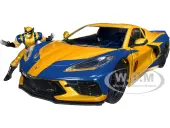 2020 Chevrolet Corvette C8 Stingray Gold Metallic and Dark Blue and Wolverine Diecast Figurine ""X-Men"" ""Marvel"" Series ""Hollywood Rides"" 1/24 Diecast