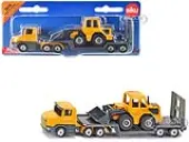 Truck with Low Loader Trailer and Front Loader Yellow Diecast Model by Siku