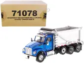 Kenworth T880S SFFA Tandem Axle with Pusher Axle OX Stampede Dump Truck Blue and Chrome ""Transport Series"" 1/50 Diecast Model by Diecast Masters
