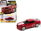 2010 Chevrolet Camaro RS/SS Victory Red with White Stripes ""Modern Muscle"" Series 1/64 Diecast Model Car by Auto World