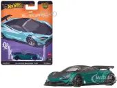 McLaren 720S ""LB-Works"" Green Metallic with Carbon Hood and Black Top ""Silhouettes"" Series Diecast Model Car by Hot Wheels