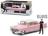 Elvis Presleys 1955 Pink Cadillac Fleetwood Series 60 with Elvis Presley Figurine 1/43 Diecast Model Car by Greenlight