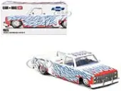 Chevrolet Silverado Dually Pickup Truck ""On Fire V2"" White Metallic with Blue Flames and Blue Interior (Designed by Jun Imai) ""Kaido House"" Special 1