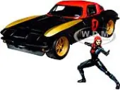 1966 Chevrolet Corvette with Black Widow Diecast Figurine ""Avengers"" ""Marvel"" Series 1/24 Diecast Model Car by Jada