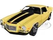 1972 Chevrolet Camaro RS Z28 Cream Yellow with Black Stripes ""American Muscle"" Series 1/18 Diecast Model Car by Auto World