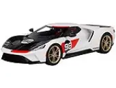 2021 Ford GT 98 White with Black Hood ""Heritage Edition"" 1/18 Model Car by Top Speed