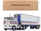 Peterbilt 352 COE 86"" Sleeper and 40 Vintage Refrigerated Trailer White with Blue and Red Stripes ""Bicentennial Patriot"" 1/64 Diecast Model by DCP/Fi