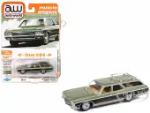 1970 Chevrolet Kingswood Estate Wagon Green Mist Metallic with Woodgrain Sides and Roof Rack ""Muscle Wagons"" Series 1/64 Diecast Model Car by Auto Wo