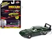 1969 Dodge Charger Daytona Dark Green Metallic with Green Interior ""Mecum Auctions"" Pop Culture 2024 Release 1 1/64 Diecast Model Car by Johnny Light