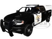 2019 RAM 1500 Laramine Crew Cab Pickup Truck ""California Highway Patrol"" Black and White with Truck Bed Camper ""Law Enforcement and Public Service"" S