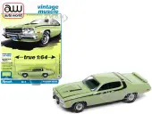 1973 Plymouth Road Runner 440 Mist Green with Black Stripes and Green Interior ""Vintage Muscle"" Limited Edition to 14910 pieces Worldwide 1/64 Diecas